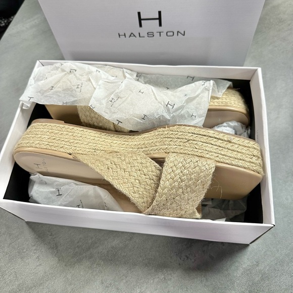 Halston Network Natural Braided Slip On Wedge Espadrille Sandal - Picture 3 of 7